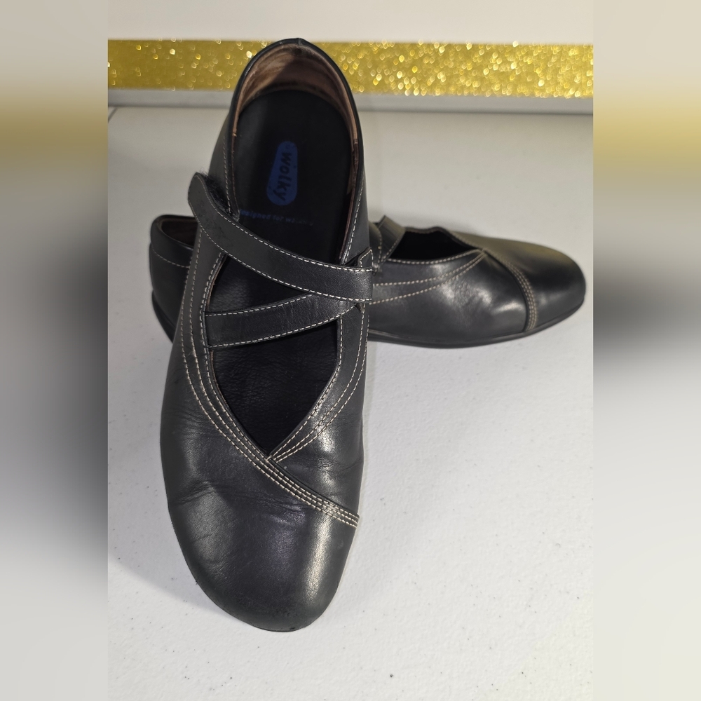 Wolky Black Z-Strap Mary Jane Flats Size 10?